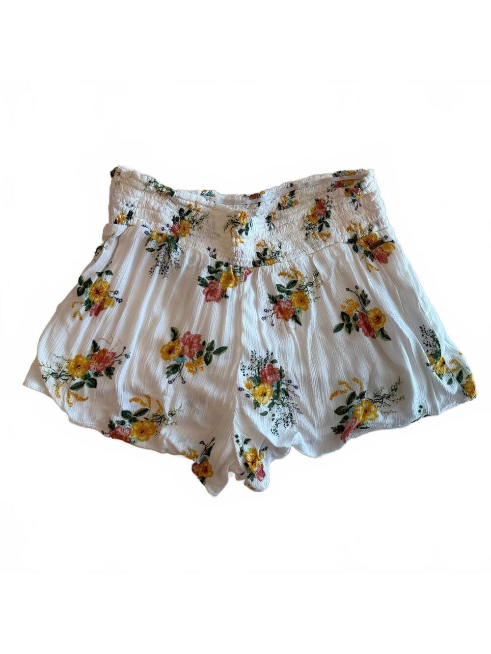 EUC O'Neill High Waist Floral White Summer Hot Shorts Size M